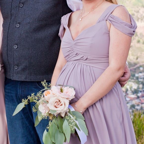 NWT HP PinkBlush Purple Maternity Evening Gown - Picture 4 of 6